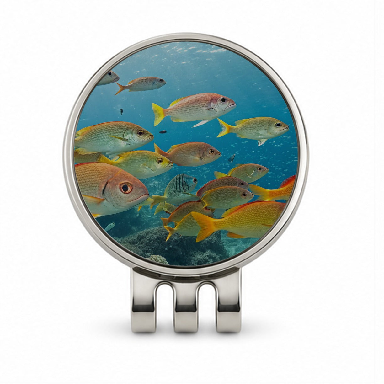 School of Fish Underwater Tropical Golf Hat Clip with Ball Marker