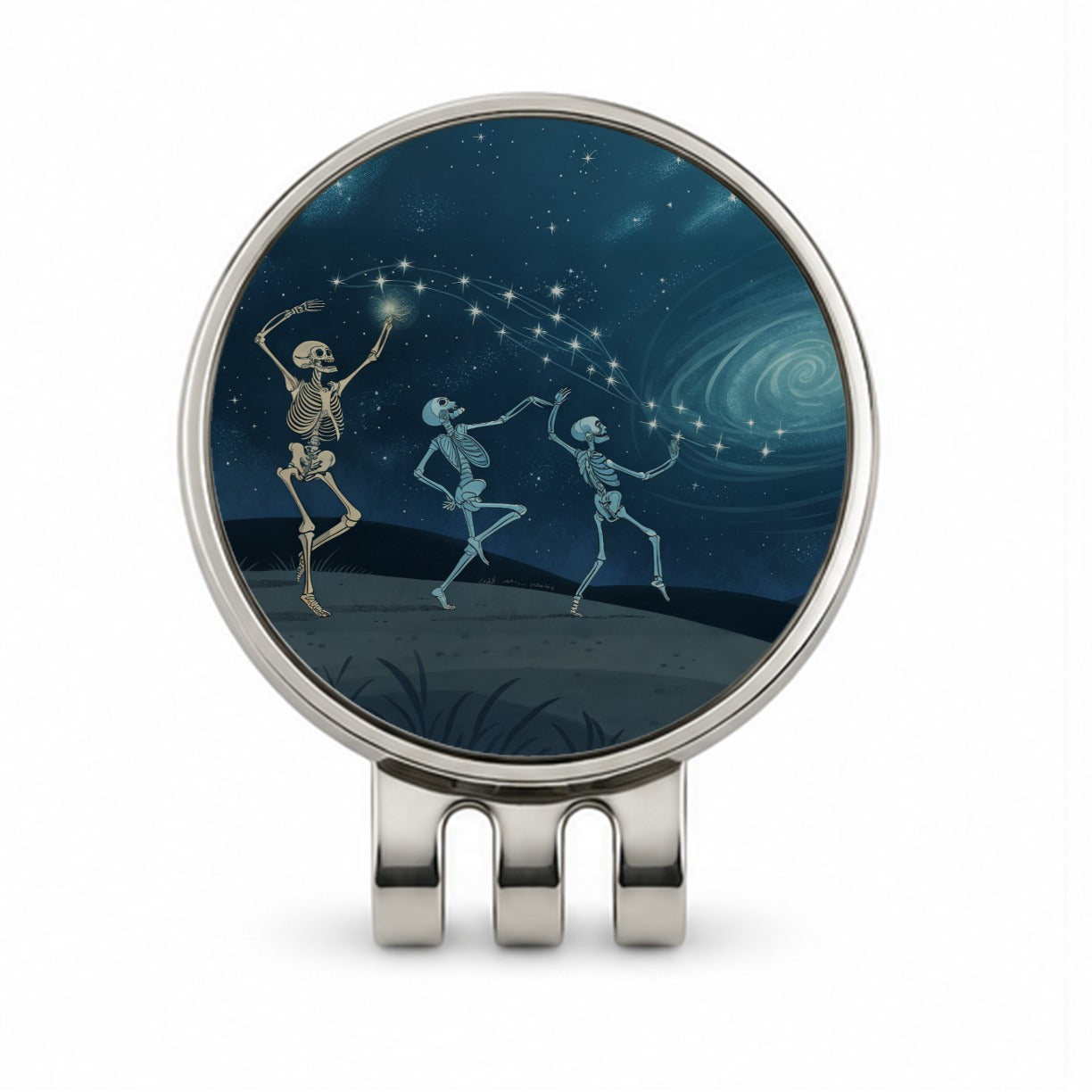 Skeleton Moon Dance Halloween Golf Hat Clip with Ball Marker