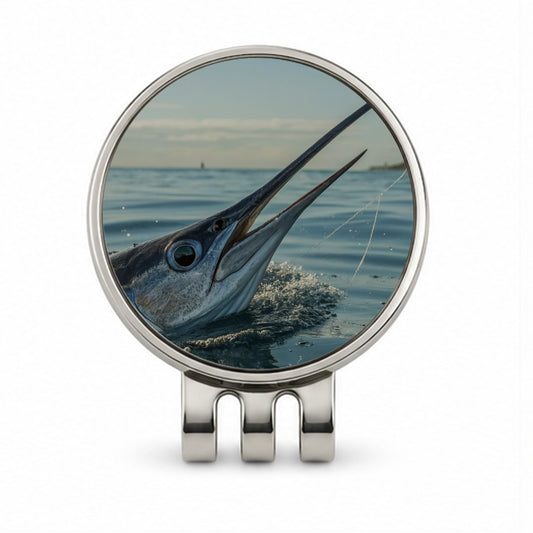 Swordfish Surface Fishing Golf Hat Clip with Ball Marker