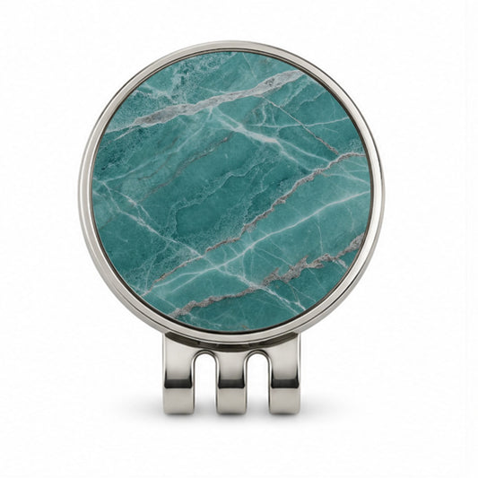 Teal Marble Abstract Texture Golf Hat Clip with Ball Marker