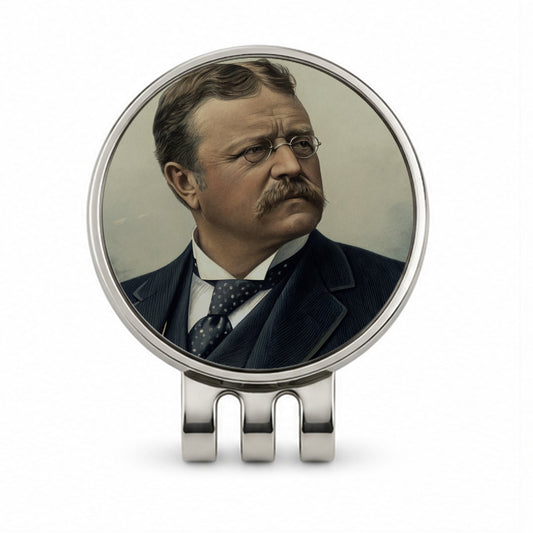 Theodore Roosevelt American President Golf Hat Clip with Ball Marker