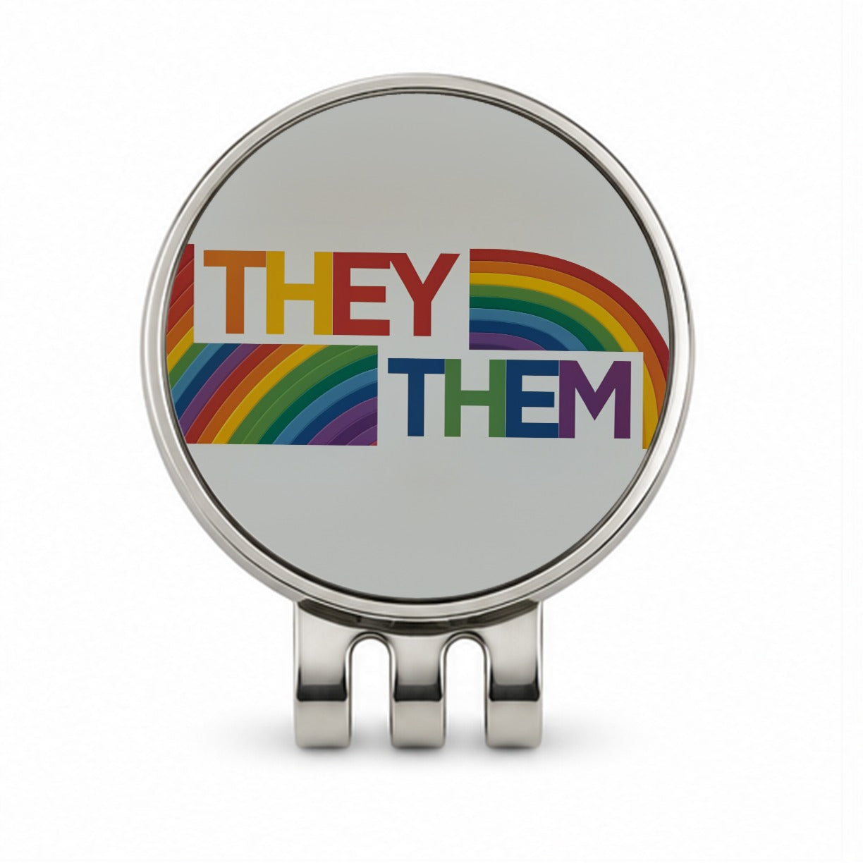 They Them Rainbow Pride Golf Hat Clip with Ball Marker
