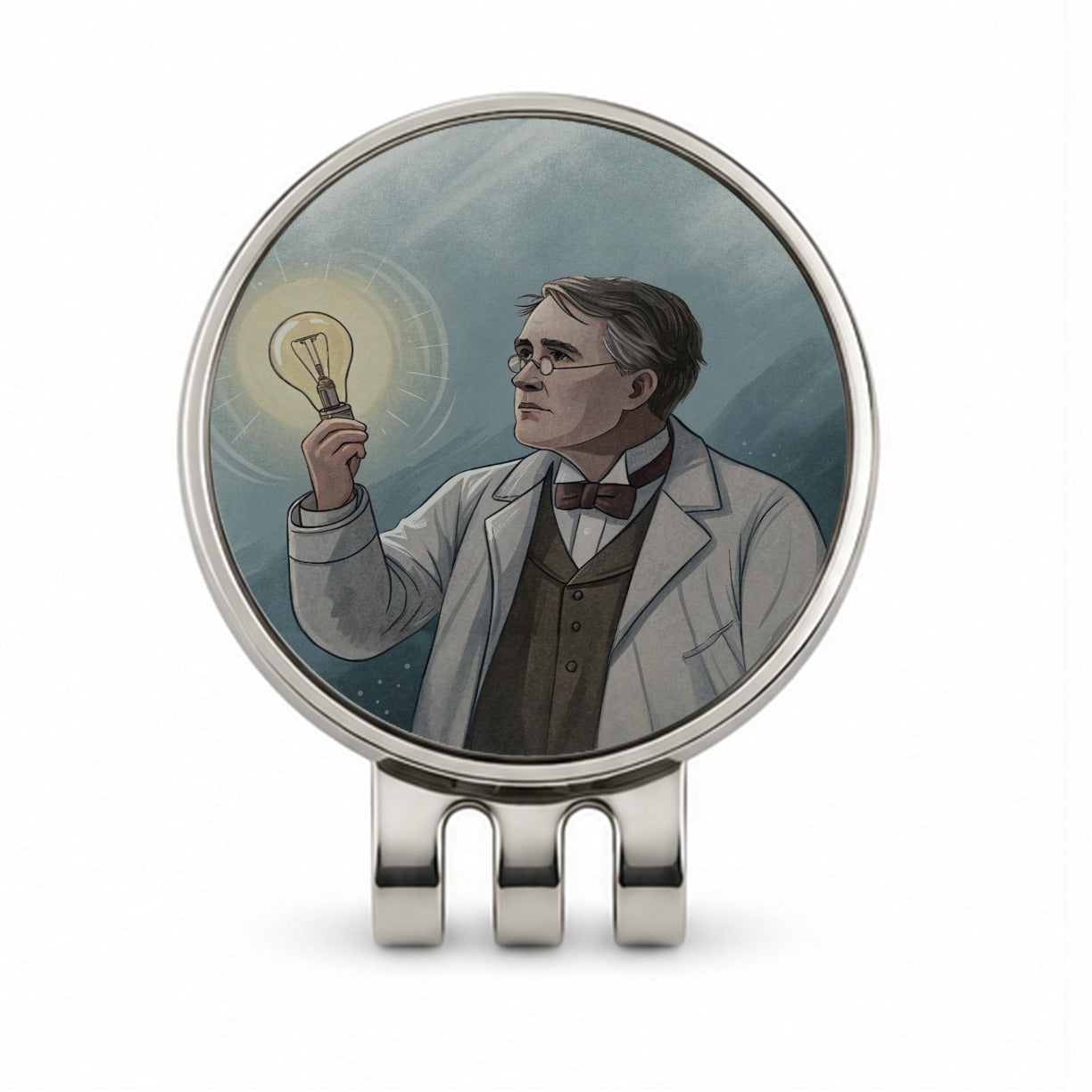 Thomas Edison American Inventor Golf Hat Clip with Ball Marker