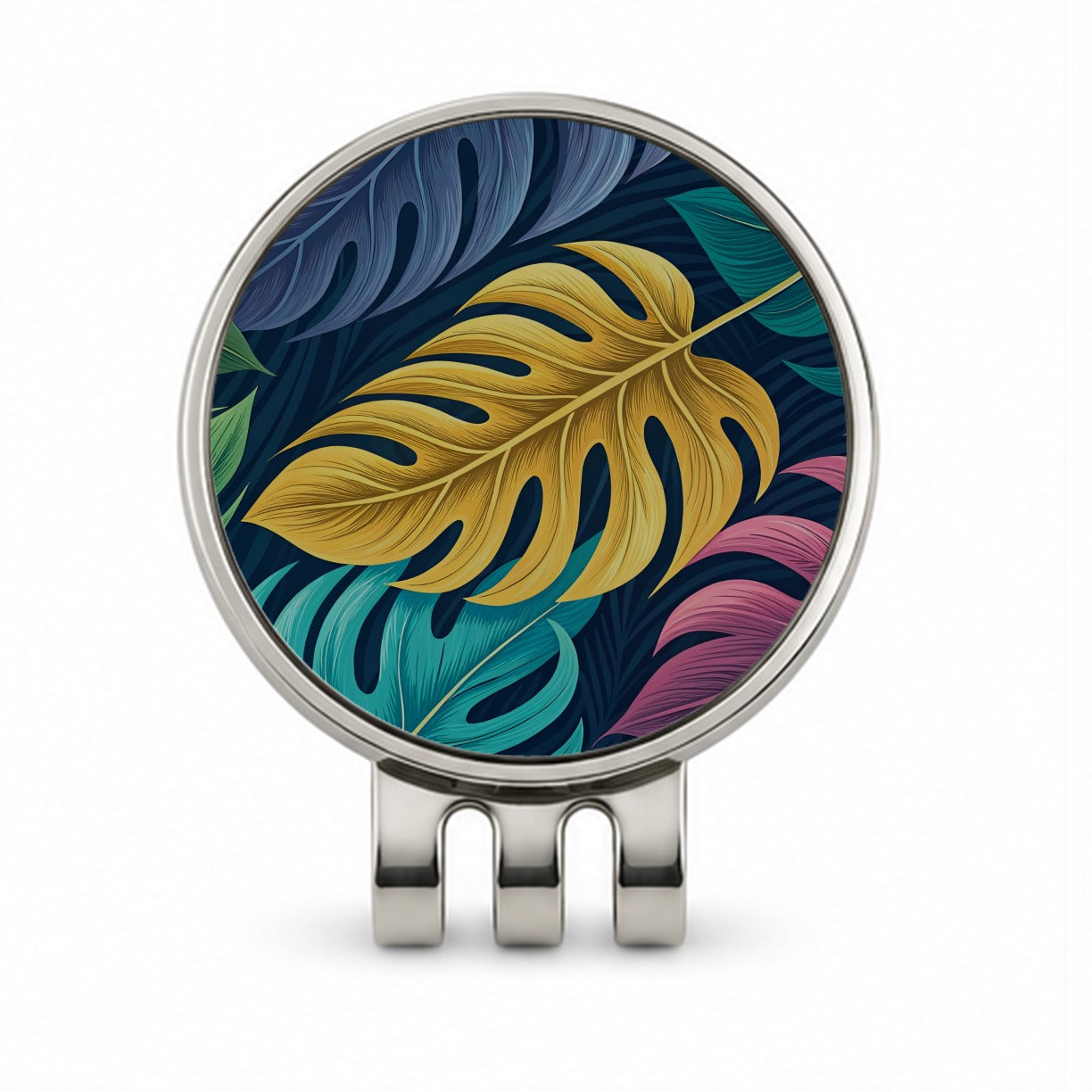 Tropical Leaves Colorful Golf Hat Clip with Ball Marker