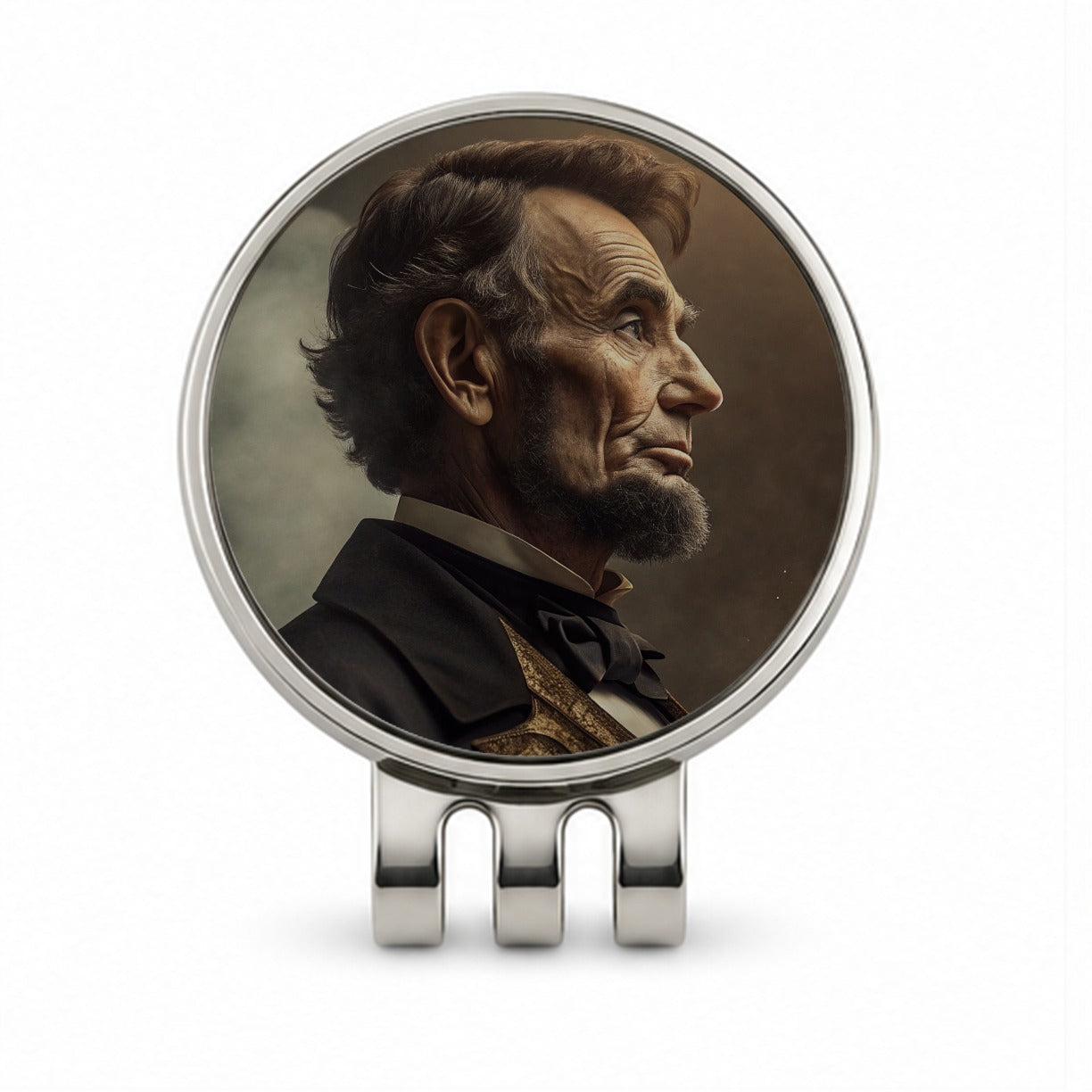 Victorian Steampunk Lincoln Portrait Golf Hat Clip with Ball Marker
