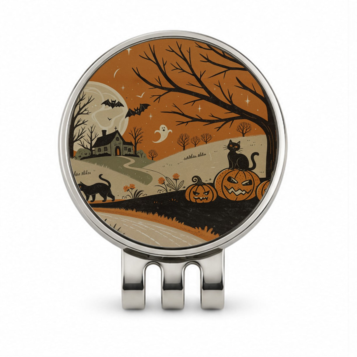 Vintage Halloween Black Cats Golf Hat Clip with Ball Marker