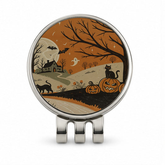 Vintage Halloween Black Cats Golf Hat Clip with Ball Marker