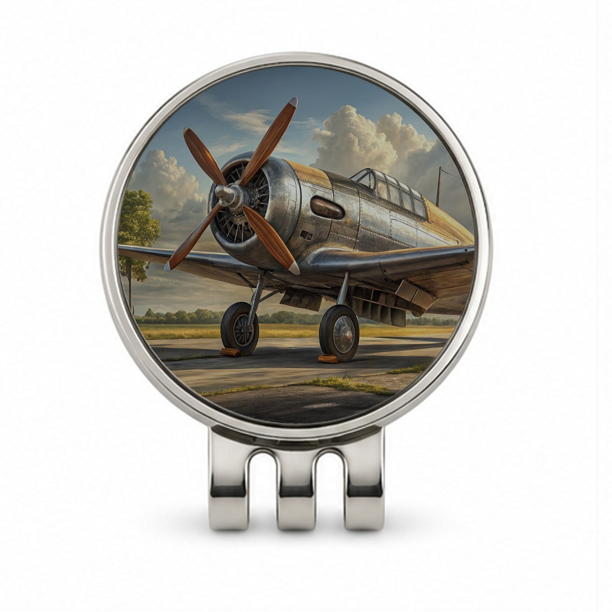 Vintage Propeller Airplane Golf Hat Clip with Ball Marker