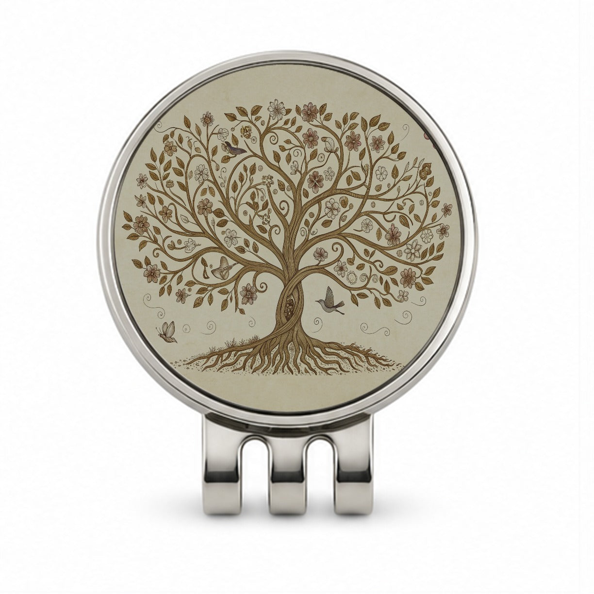 Vintage Tree Of Life Golf Hat Clip with Ball Marker