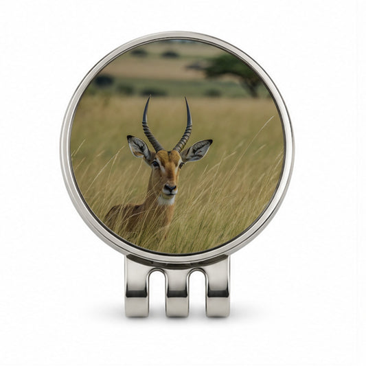 Watchful Antelope Nature Scene Golf Hat Clip with Ball Marker
