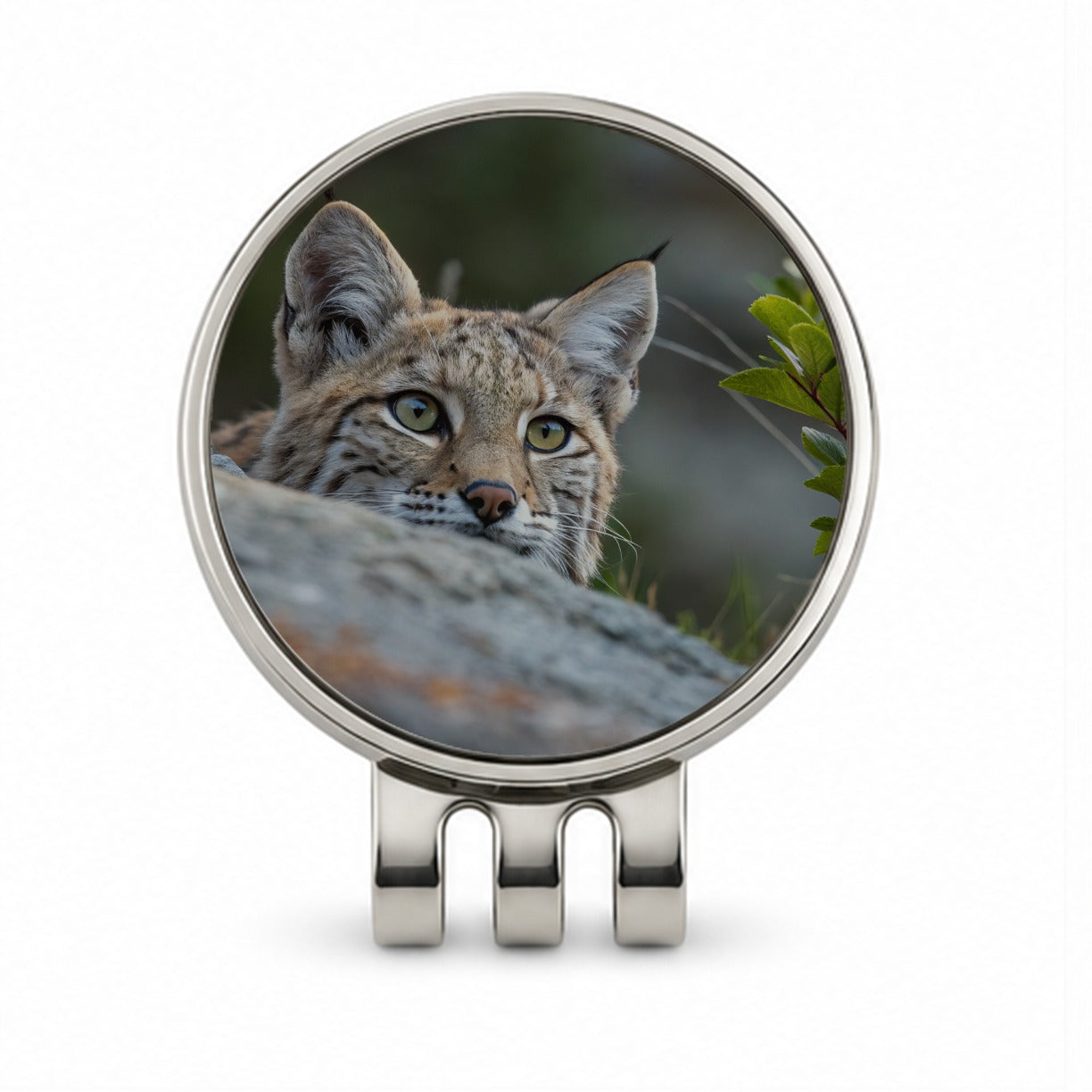 Watchful Bobcat Wildlife Nature Golf Hat Clip with Ball Marker