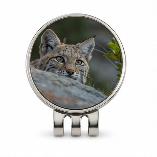 Watchful Bobcat Wildlife Nature Golf Hat Clip with Ball Marker