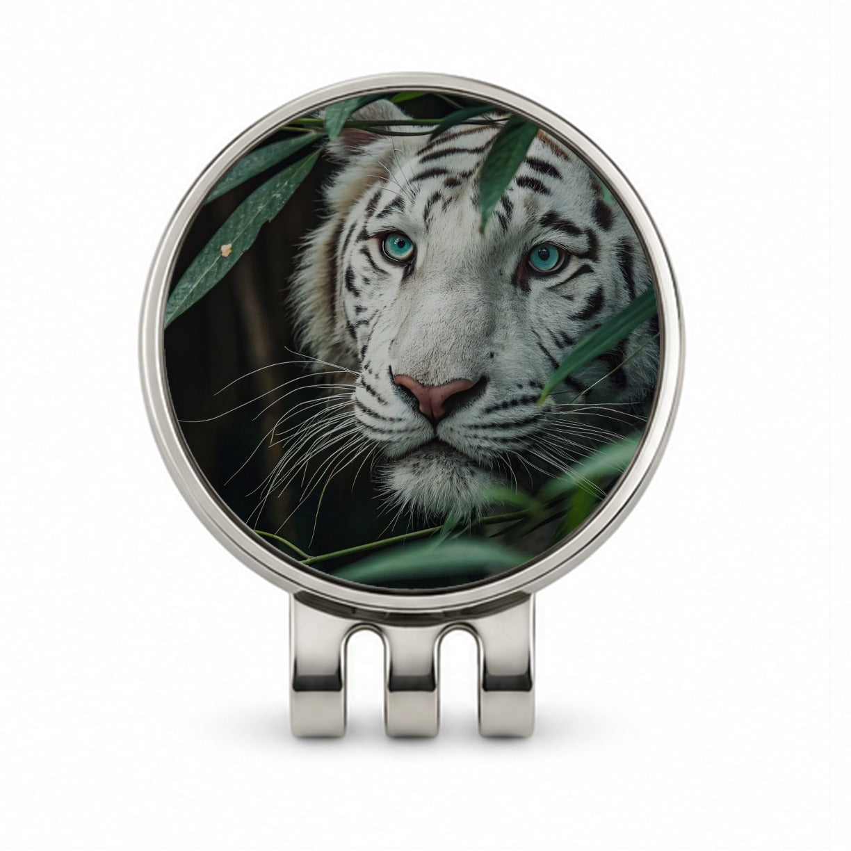 White Tiger Jungle Watch Golf Hat Clip with Ball Marker