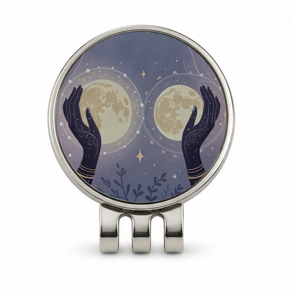 Witchy Celestial Moon Hands Golf Hat Clip with Ball Marker