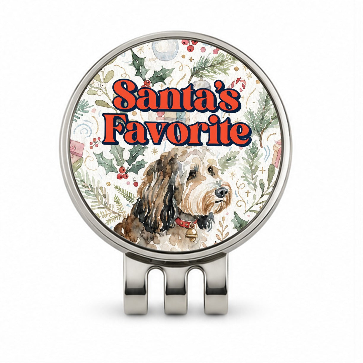 Aussiedoodle Dog Christmas Santa's Favorite Golf Hat Clip with Ball Marker