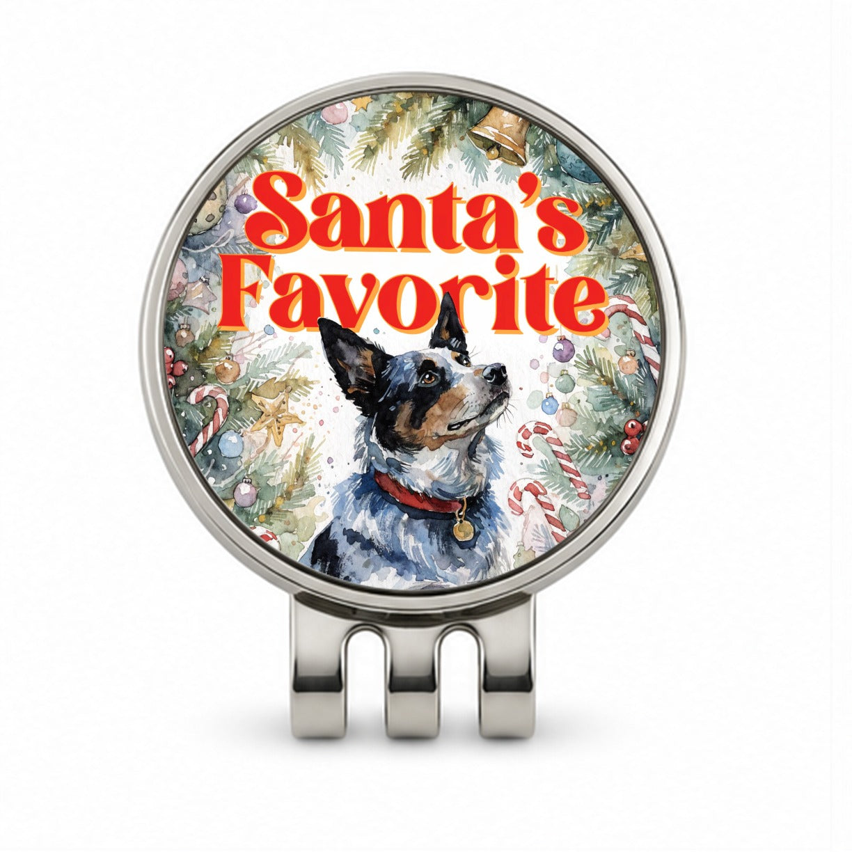 Australian Cattle Dog Christmas Santa's Favorite Golf Hat Clip with Ball Marker