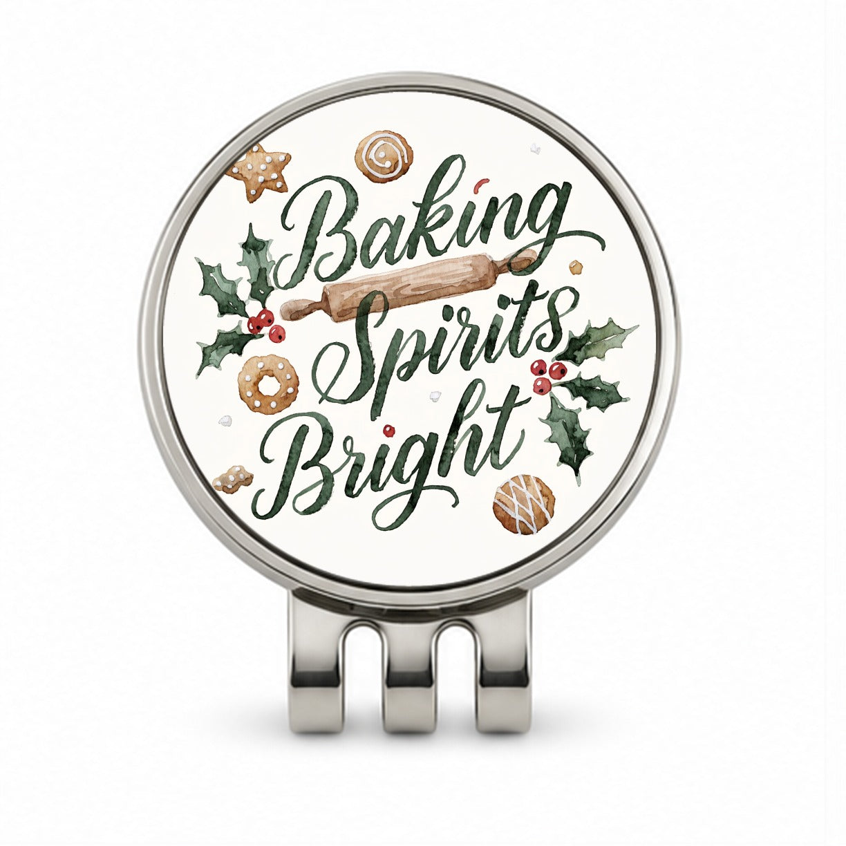 Baking Spirits Bright Christmas Golf Hat Clip with Ball Marker