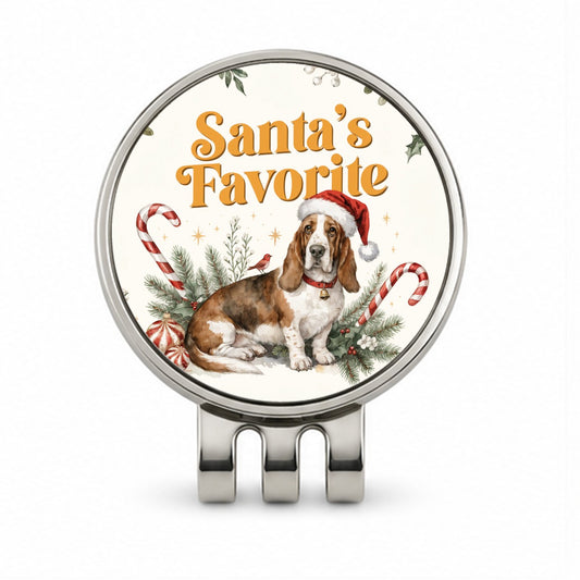 Basset Hound Dog Christmas Santa's Favorite Golf Hat Clip with Ball Marker