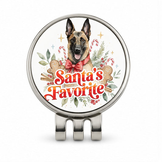 Belgian Malinois Dog Christmas Santa's Favorite Golf Hat Clip with Ball Marker