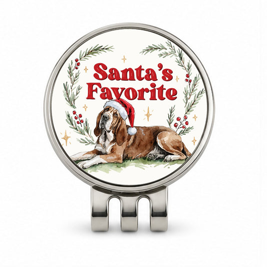 Bloodhound Dog Christmas Santa's Favorite Golf Hat Clip with Ball Marker