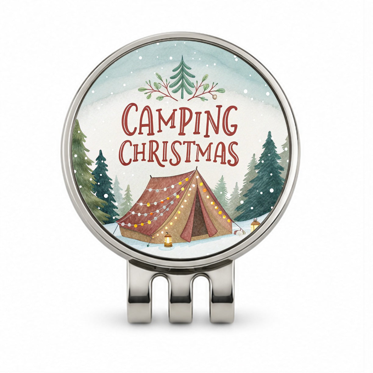 Camping Christmas Tent Golf Hat Clip with Ball Marker