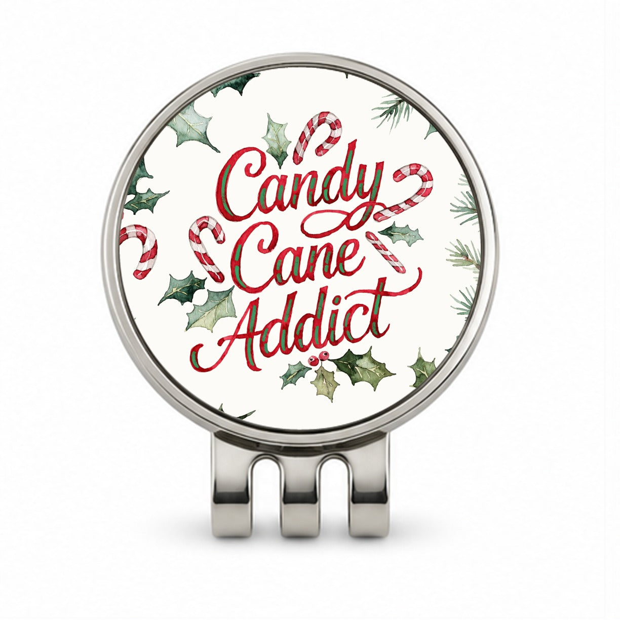 Candy Cane Addict Christmas Funny Golf Hat Clip with Ball Marker