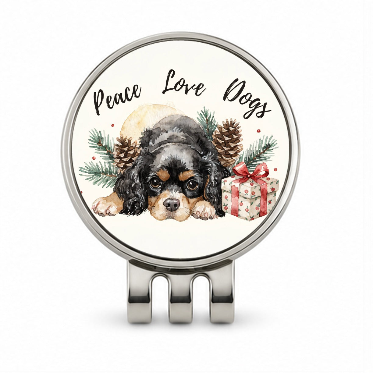 Cavalier King Charles Spaniel Peace Love Dogs Golf Hat Clip with Ball Marker