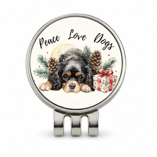 Cavalier King Charles Spaniel Peace Love Dogs Golf Hat Clip with Ball Marker