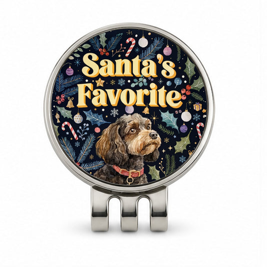 Cavapoo Dog Christmas Santa's Favorite Golf Hat Clip with Ball Marker