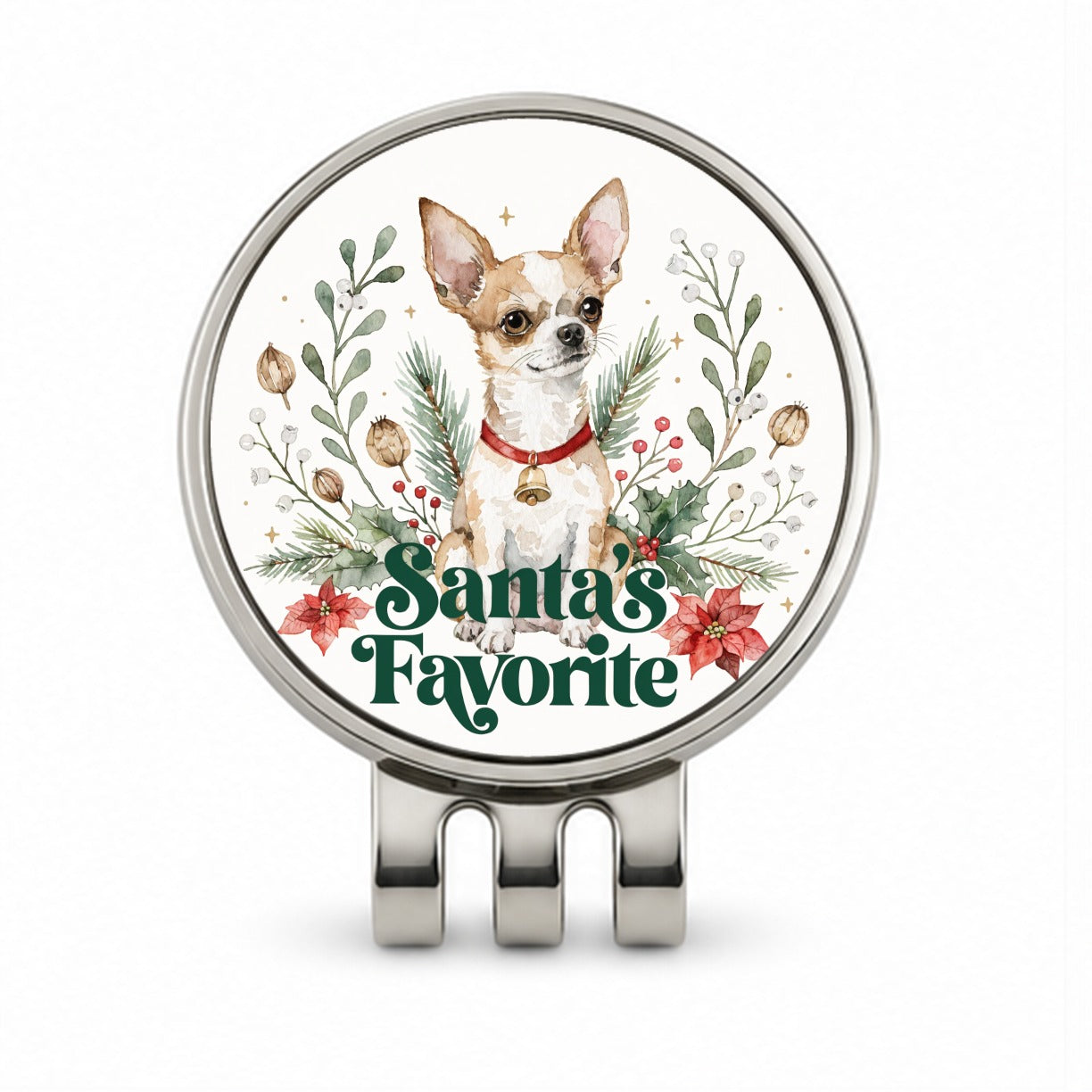 Chihuahua Dog Christmas Santa's Favorite Golf Hat Clip with Ball Marker