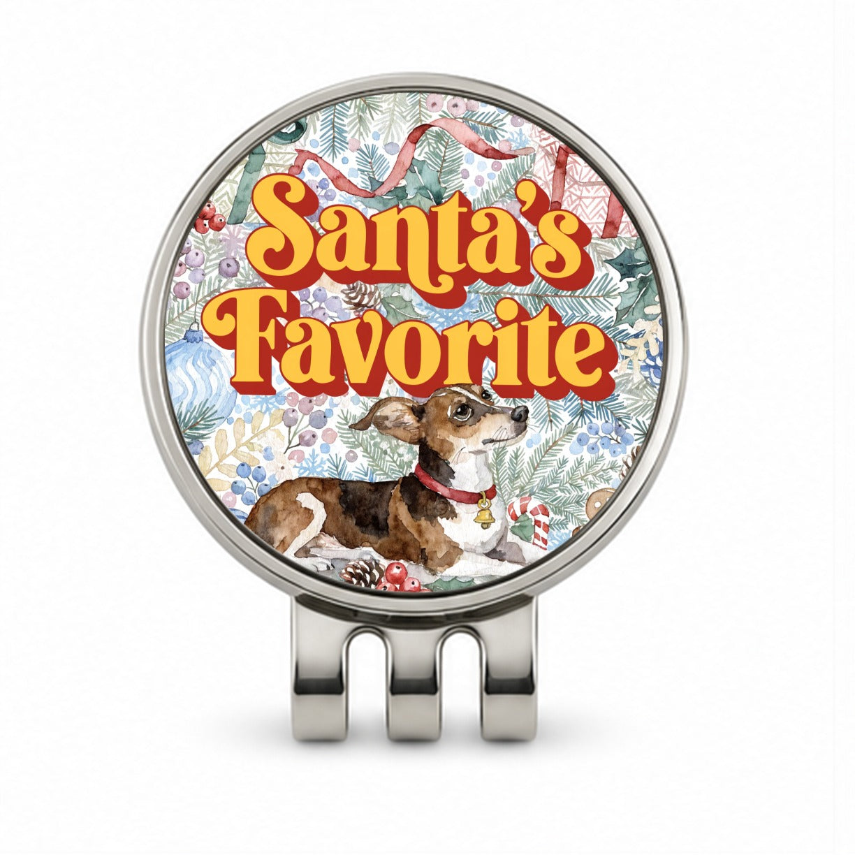 Chiweenie Dog Christmas Santa's Favorite Golf Hat Clip with Ball Marker