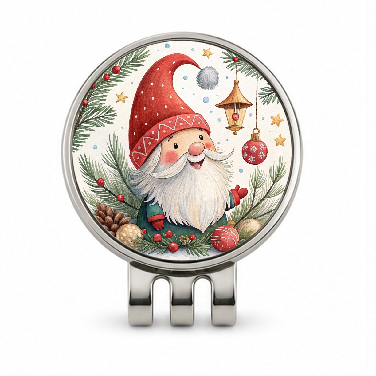 Christmas Gnome Happy Golf Hat Clip with Ball Marker