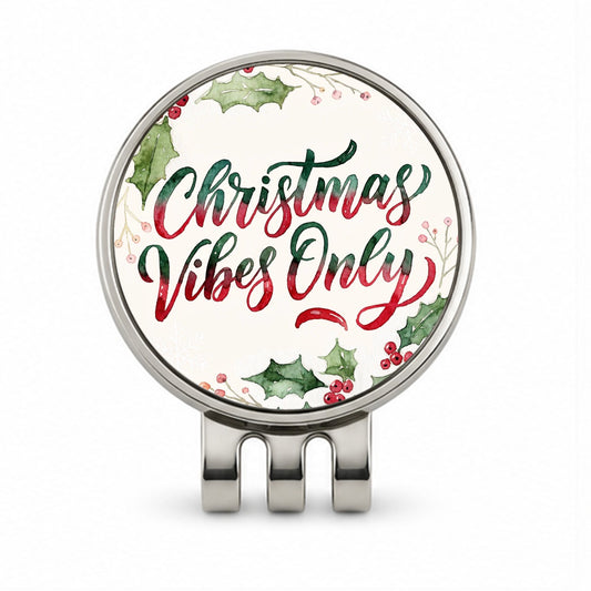 Christmas Vibes Only Script Golf Hat Clip with Ball Marker