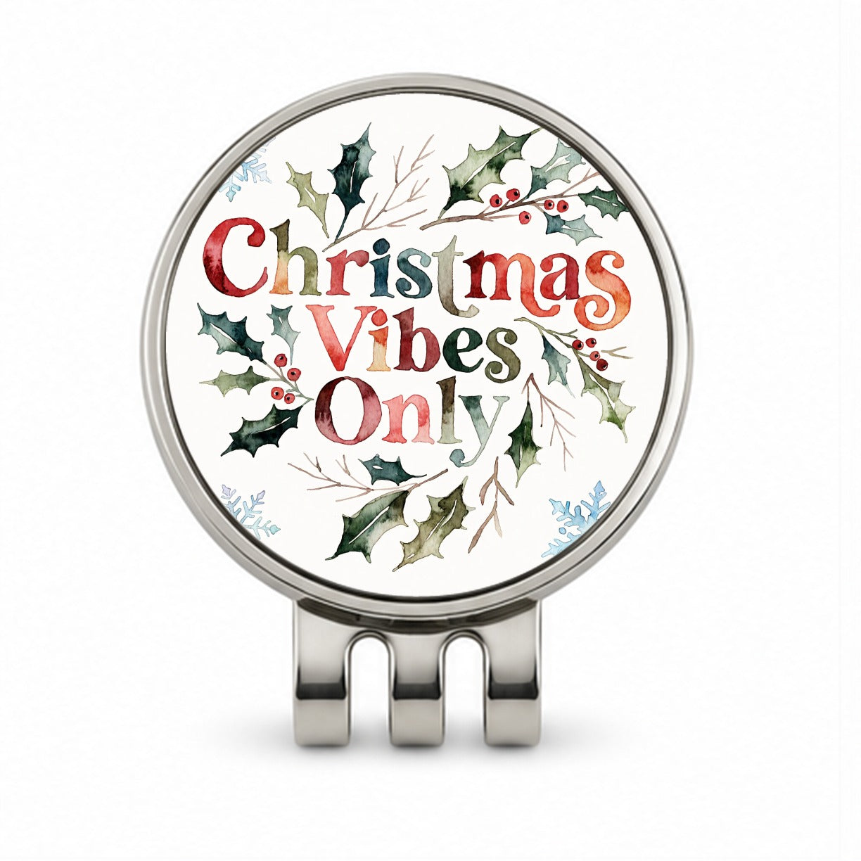 Christmas Vibes Only Golf Hat Clip with Ball Marker