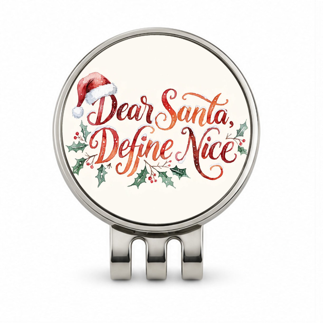 Dear Santa Define Nice Christmas Funny Golf Hat Clip with Ball Marker