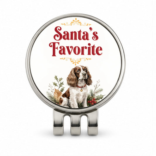 English Springer Spaniel Dog Christmas Santa's Favorite Golf Hat Clip with Ball Marker