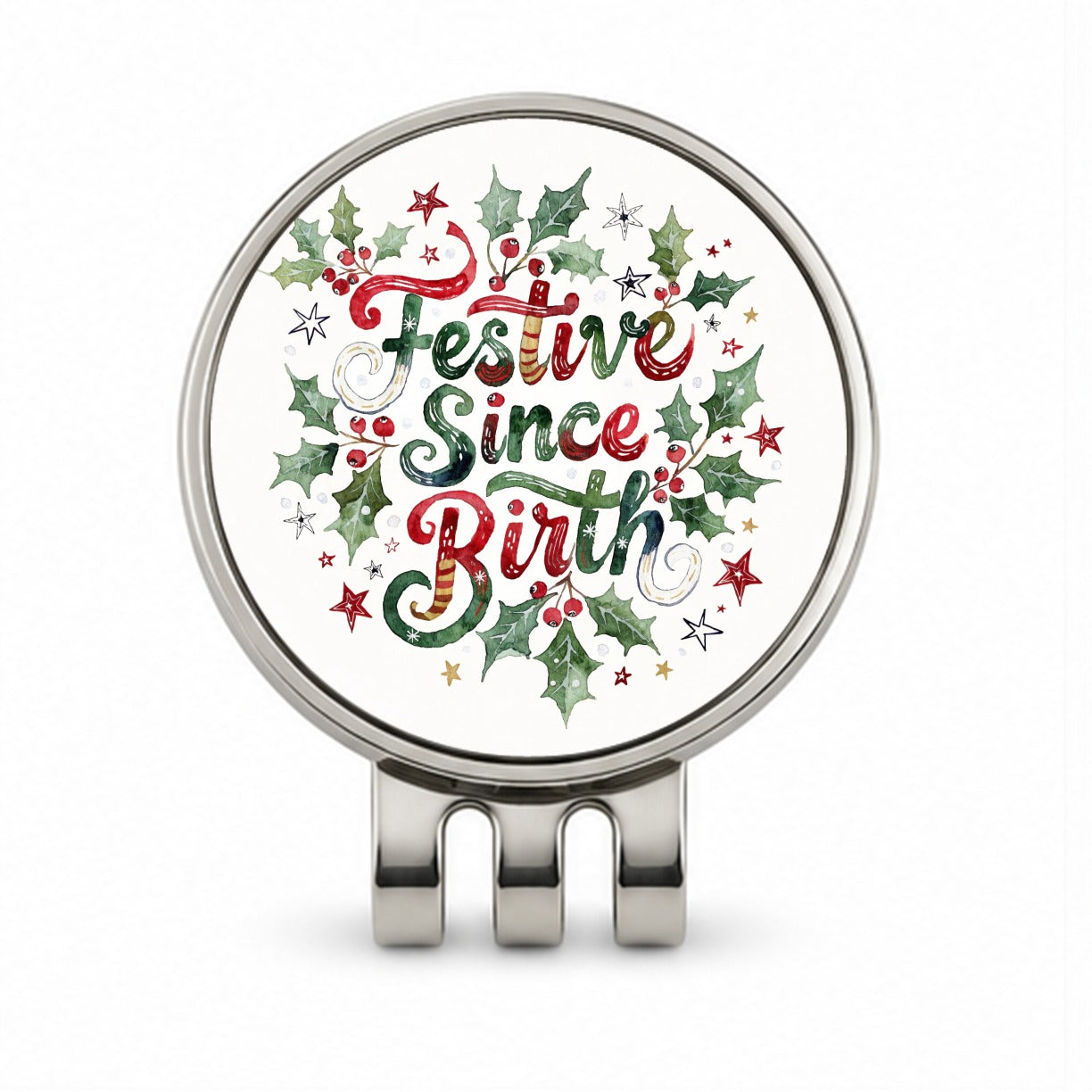 Festive Since Birth Christmas Funny Golf Hat Clip with Ball Marker