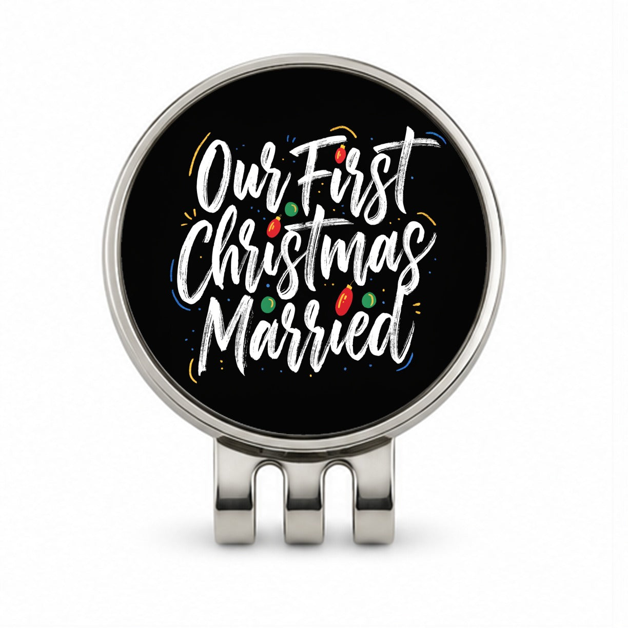 First Christmas Married On Black Golf Hat Clip with Ball Marker