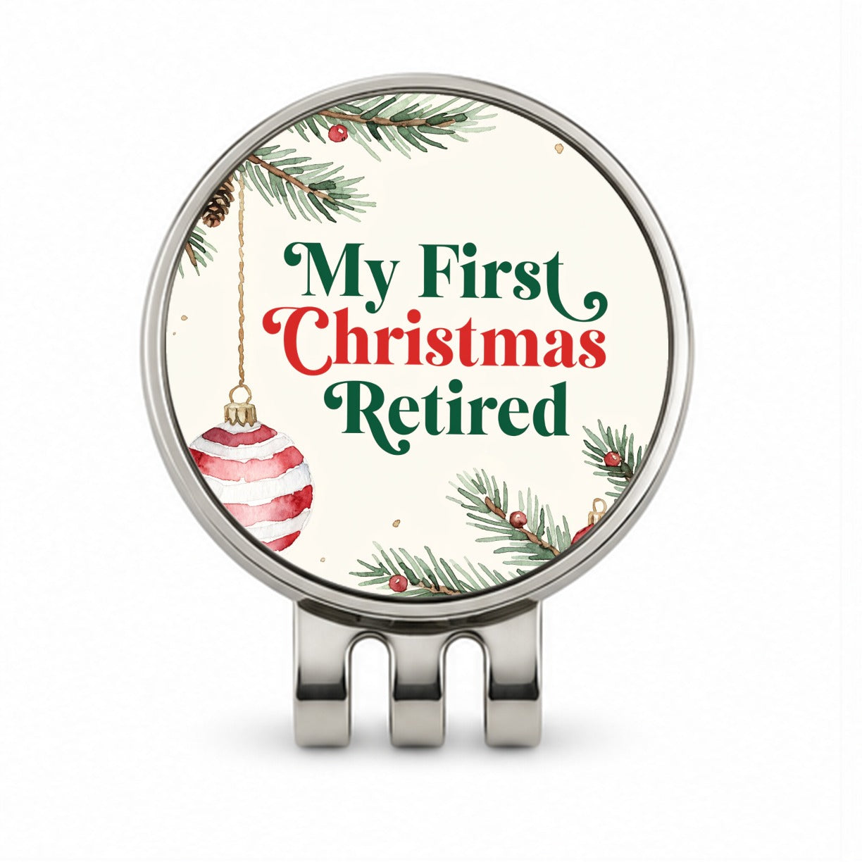 First Christmas Retired Red Green Golf Hat Clip with Ball Marker