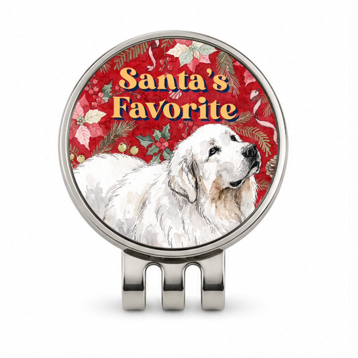Great Pyrenees Dog Christmas Santa's Favorite Golf Hat Clip with Ball Marker