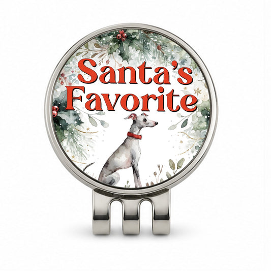 Italian Greyhound Dog Christmas Santa's Favorite Golf Hat Clip with Ball Marker
