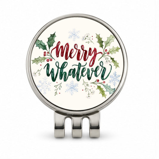 Merry Whatever Christmas Funny Golf Hat Clip with Ball Marker