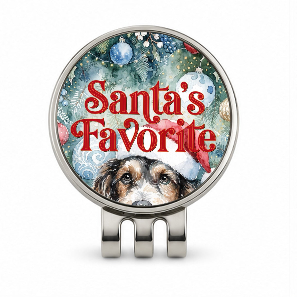 Mixed Breed Dog Christmas Santa's Favorite Golf Hat Clip with Ball Marker