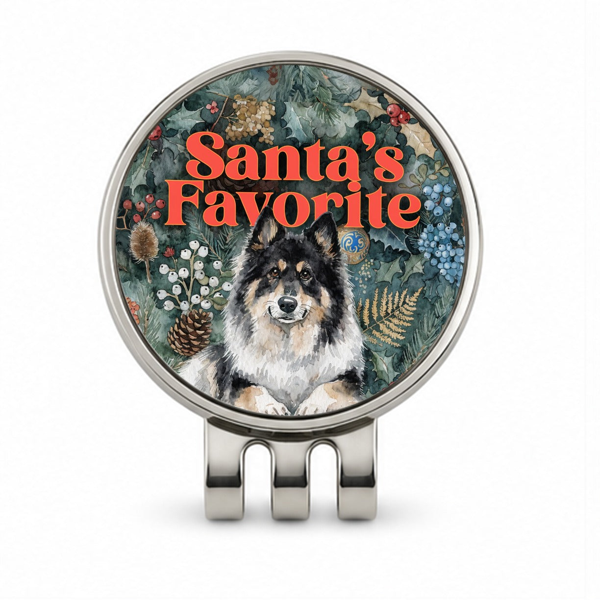 Norwegian Elkhound Dog Christmas Santa's Favorite Golf Hat Clip with Ball Marker