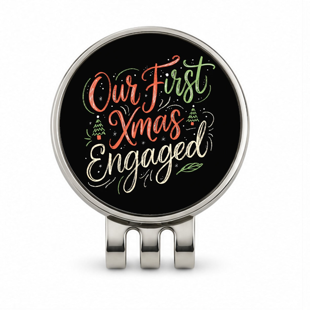 Our First Christmas Xmas Engaged Stylish Golf Hat Clip with Ball Marker
