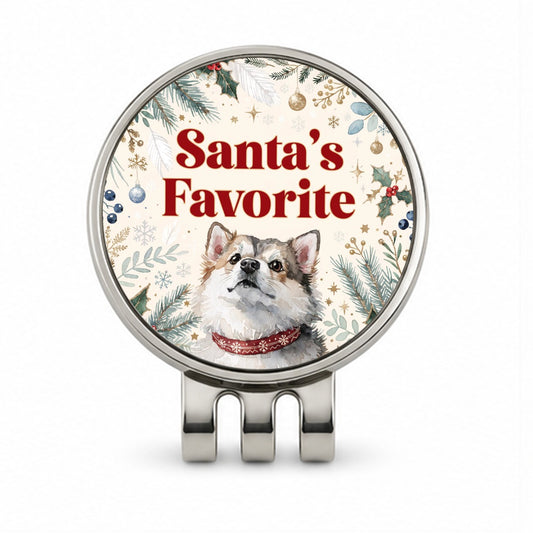 Pomsky Dog Christmas Santa's Favorite Golf Hat Clip with Ball Marker
