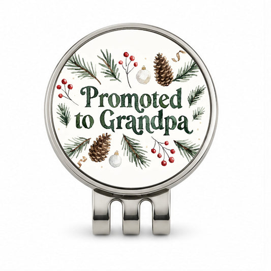 Promoted To Grandpa Christmas Golf Hat Clip with Ball Marker