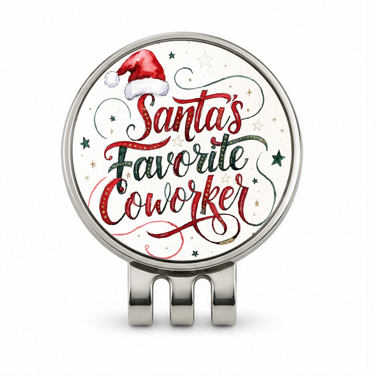 Santa's Favorite Coworker Christmas Golf Hat Clip with Ball Marker