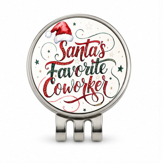 Santa's Favorite Coworker Christmas Golf Hat Clip with Ball Marker