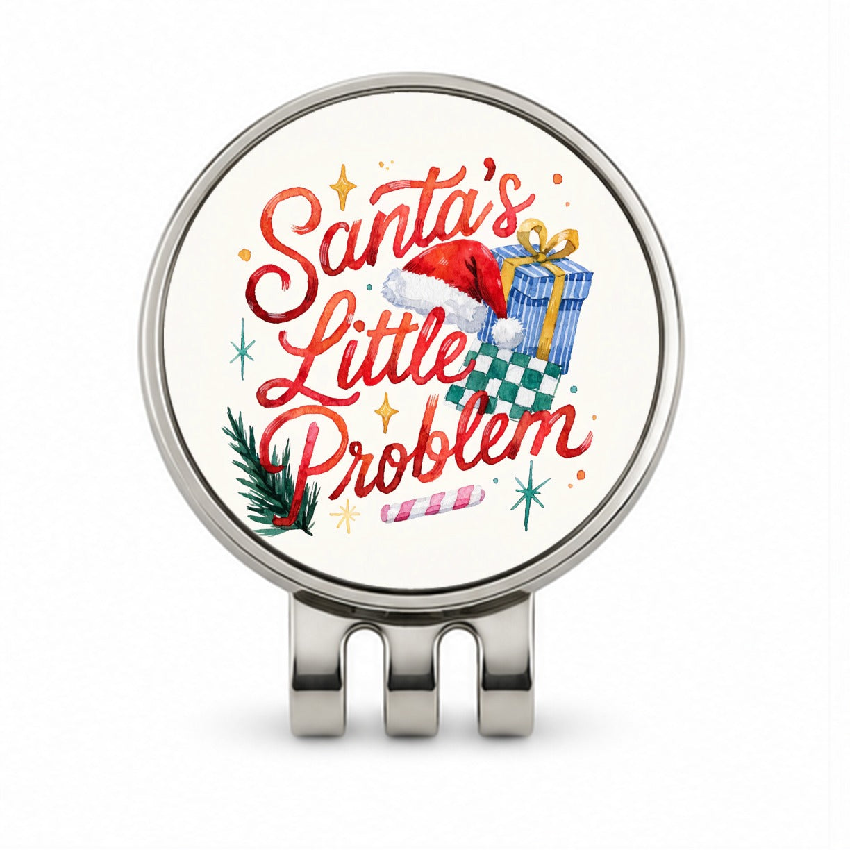 Santa's Little Problem Christmas Funny Golf Hat Clip with Ball Marker